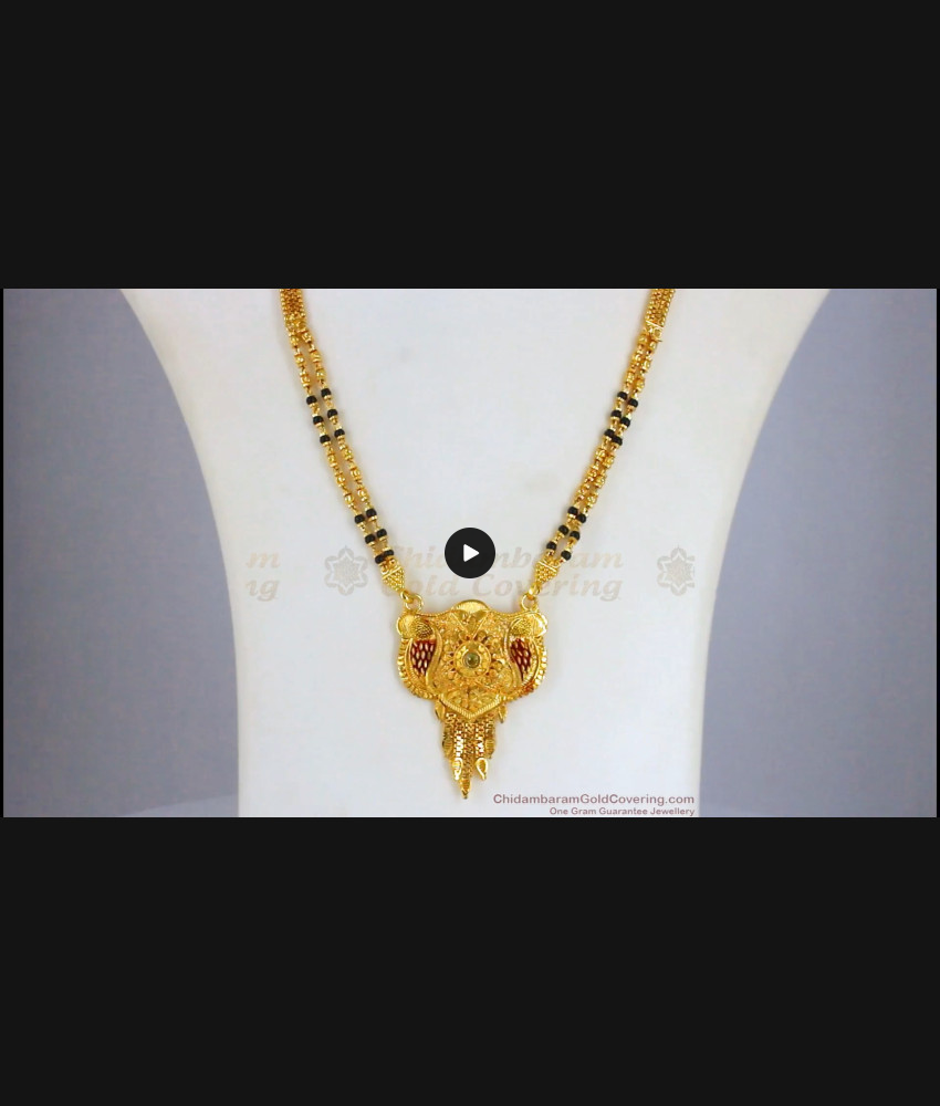 Forming Design Two Line Mangalsutra Diamond Stone Red Shades HR2165